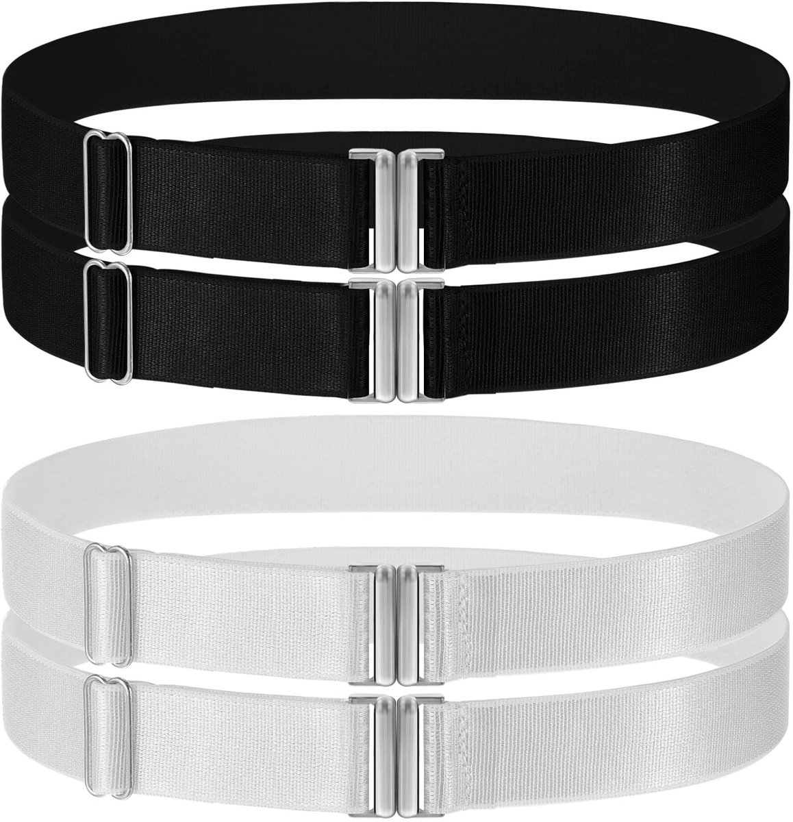 Dailygoods - oruola 2 paar dijkousen voor vrouwen, verstelbare dijkousen, kousenband met metalen gesp, elastische dijkousen voor feest en bal, punk gotische kousenbanden voor vrouwen Zwart & Wit, Zwart & Wit, 45x2