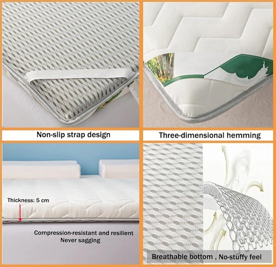 Vouwmatras - Vloermatras Gastenmatras - Comfortabel Slapen - 4-laags Ademend - 85 x 185 cm - Grijs — afbeelding 5
