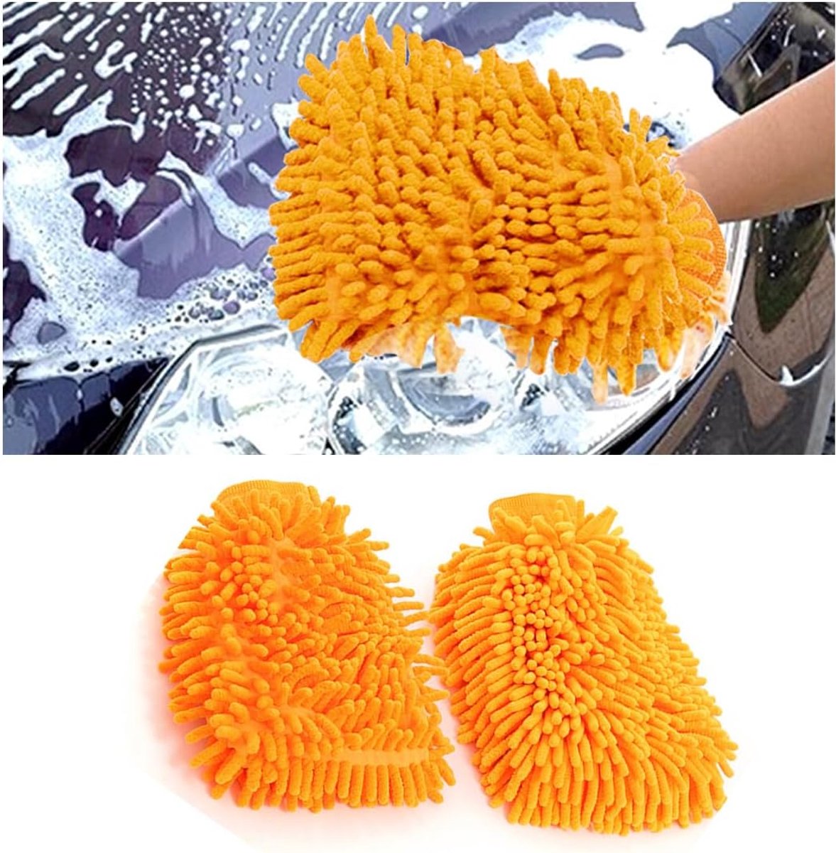 Microvezel Washandjes - Reinigingshandschoenen - Auto Reinigen - Super Absorberend - 22 x 18 cm - Oranje