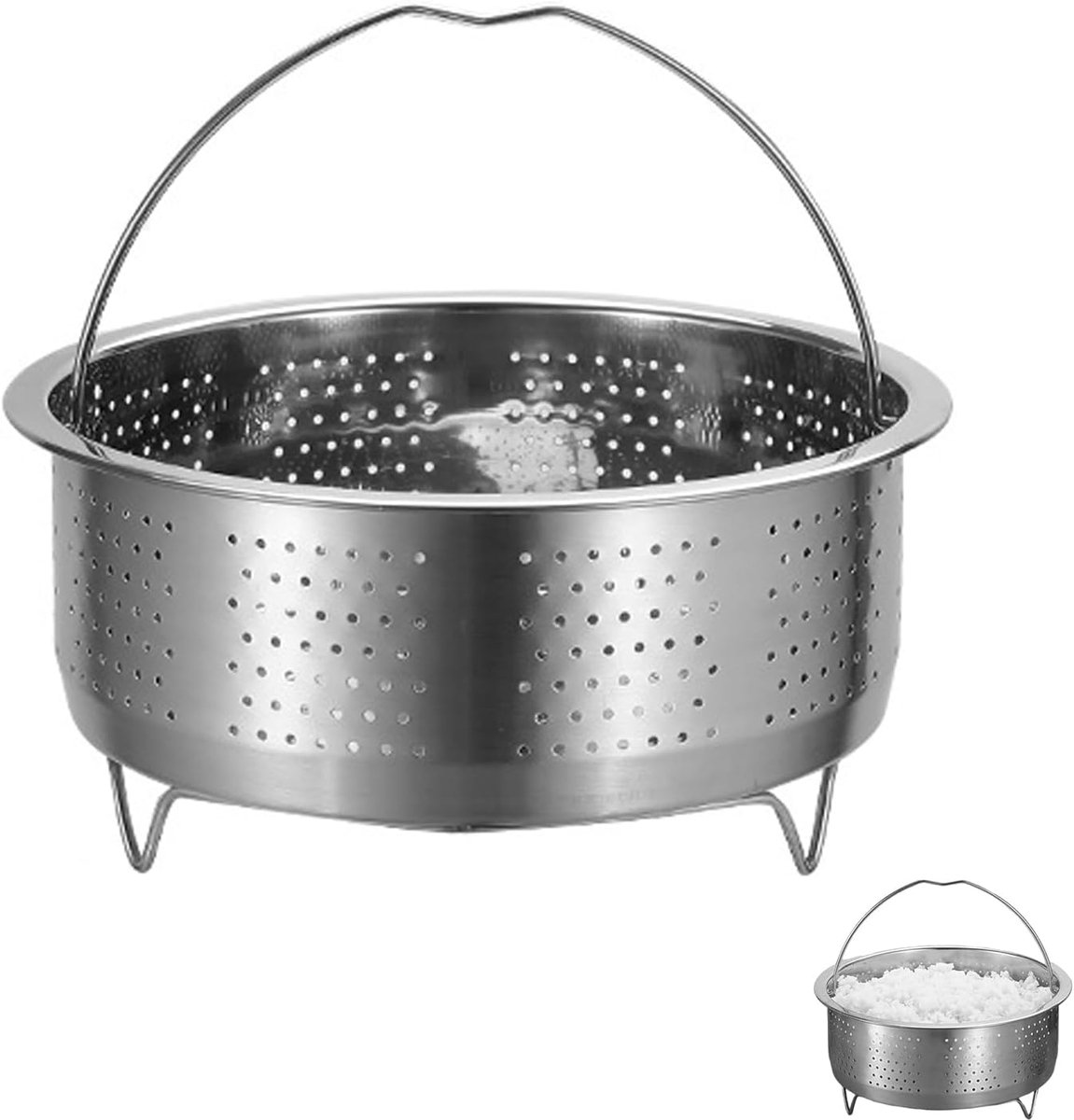Stoompan Inzetstuk - Stoomzeef Kookpan - Gezond Koken - Roestvrij Staal 304 - 22 cm - Zilver