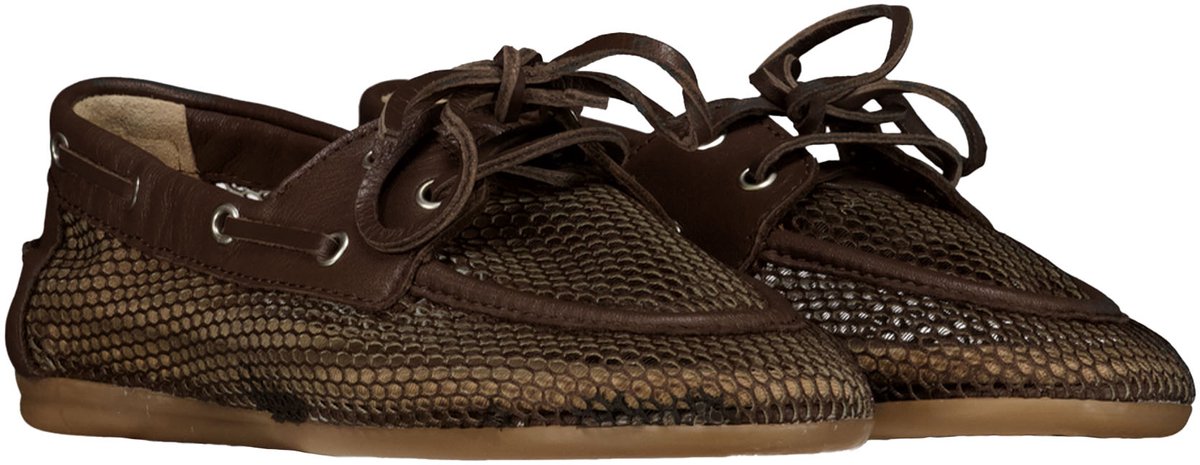 Posa - Schoenen Donkerbruin Posa Pw111 Loafers Donkerbruin Boat Loafer Mesh - Leather