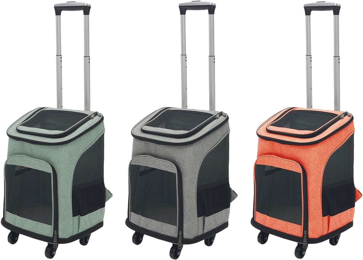 Opvouwbare transportbox - Huisdier reiskoffer - Veilig reizen - Met wielen en handgreep - 34 x 28 x 44 cm