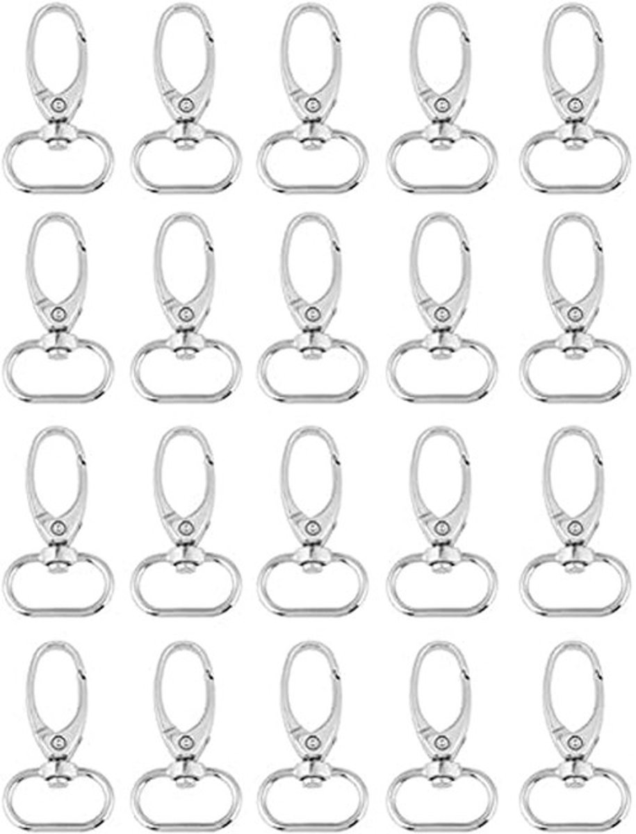 Dailygoods- Zaksluitingen 20 Stuks - Zinklegering Sleutelhanger Haken - Swivel Trigger Clips - Antislip - Lichtgewicht - Robuuste Magneten