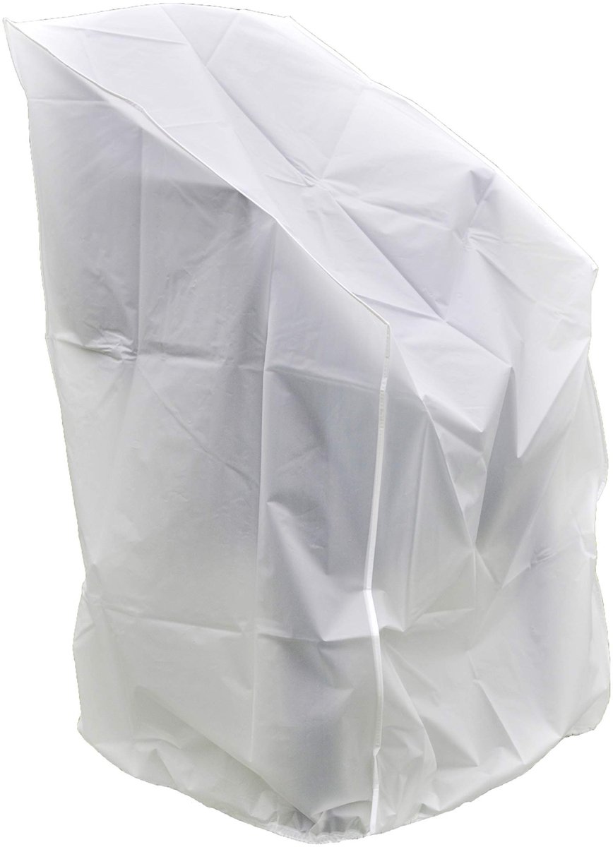 Dailygoods- Beschermhoes UV- en weerbestendig - Afdekhoes voor tuinstoelen - PEVA-weefsel - Voor 4 tot 6 stapelstoelen - Afmetingen 62 x 62 x 80/120 cm - Met zoom en ogen