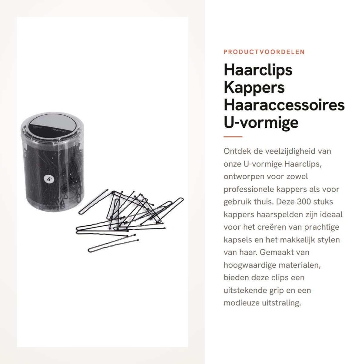 Dailygoods- Haarclips 300 Stuks - Kappers Tool - U-vormige Clip - Haaraccessoires - Duurzaam - Modieus Ontwerp - Haarspelden