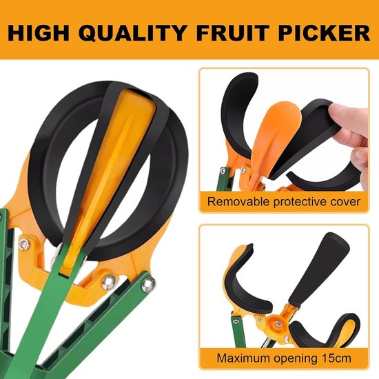 Fruitplukstok - Telescopische plukker - Fruit oogsten - Zacht rubberen grijper - 1-1.5 meter - Universeel — afbeelding 2