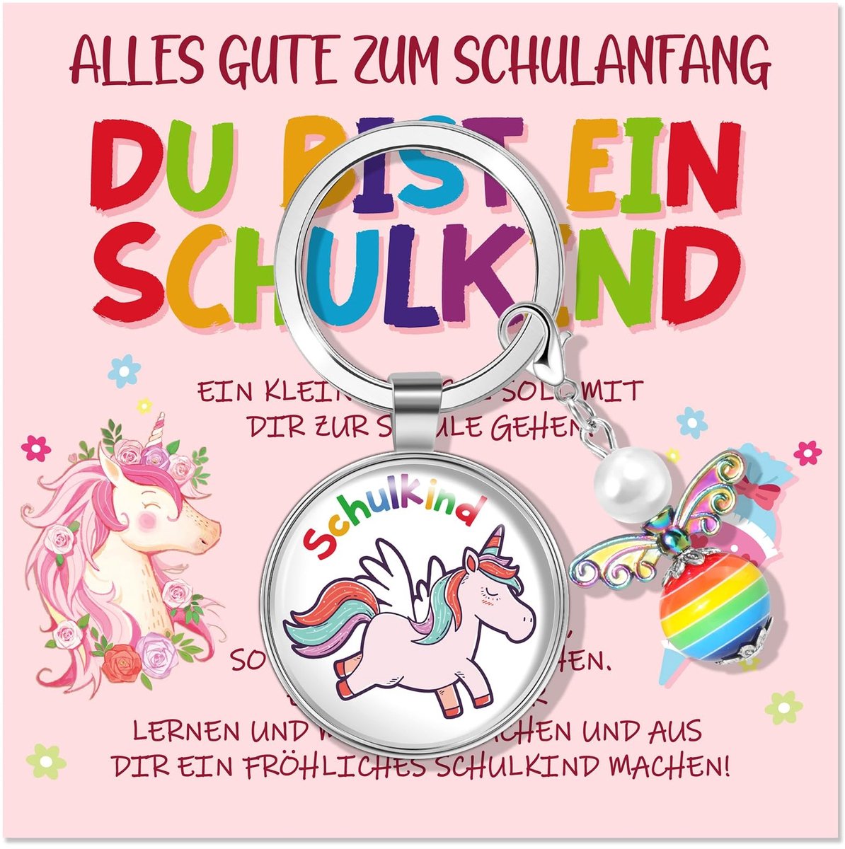 Dailygoods- Sleutelhanger Beschermengel - Geluksbrenger - Eenhoorn - Schoolcadeau - Creatieve Decoratie - Hoogwaardig Roestvrij Staal
