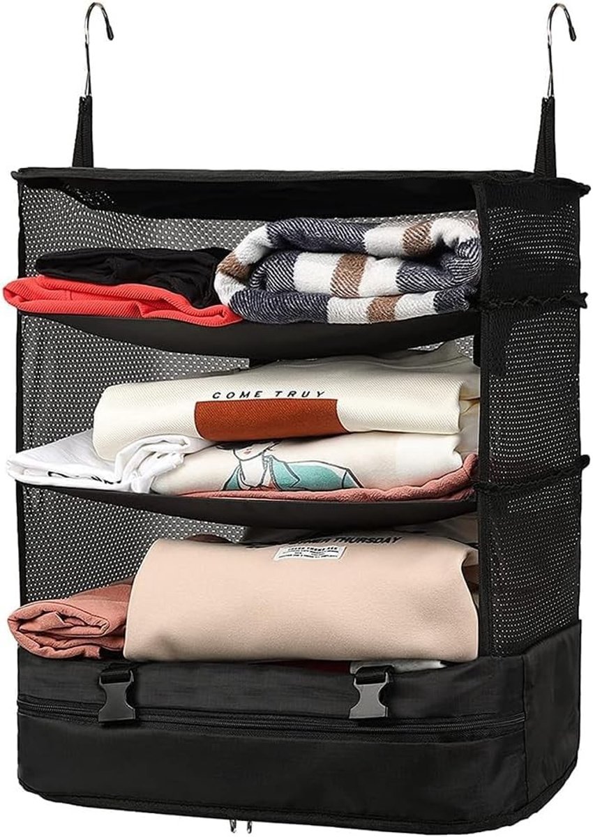Dailygoods- Reiskofferorganizer met 3 Lagen - Opvouwbaar - Hangende Opbergzak - Ruimtebesparend - Duurzaam - Ventilatie Design - Inpakzak