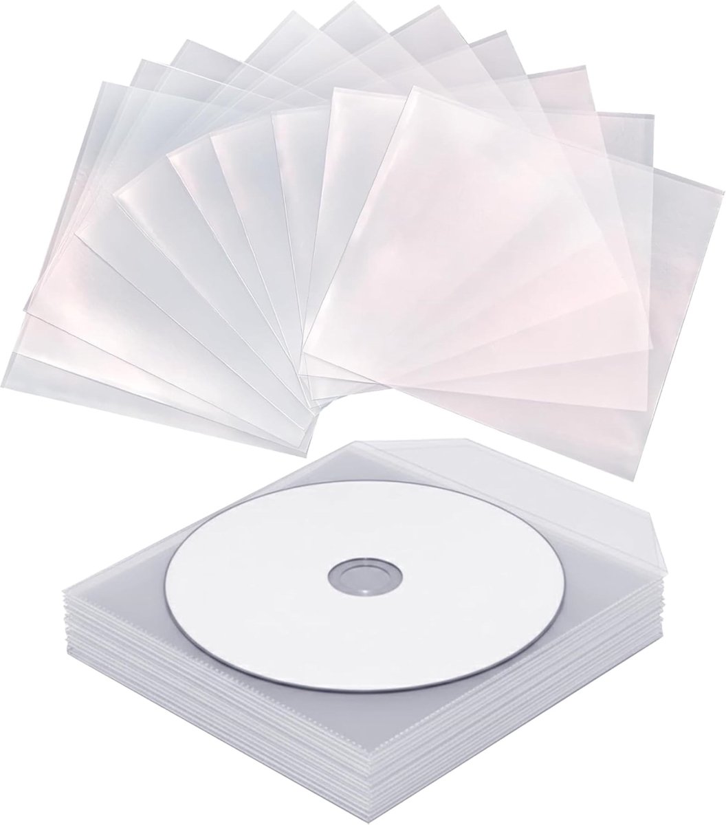 Dailygoods- DVD Hoesjes 100x - Transparante PVC Hoezen - Sluitklep Flap - Bescherming tegen Stof/Krassen - Handige Opbergoplossing - Geschikt voor CD/DVD/Blu-ray