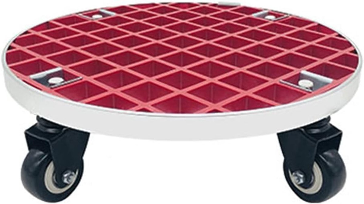 Plantenkar met wielen - Draagplateau verrijdbaar - Zware objecten verplaatsen - 360 graden draaibaar - 43 cm diameter - Rood