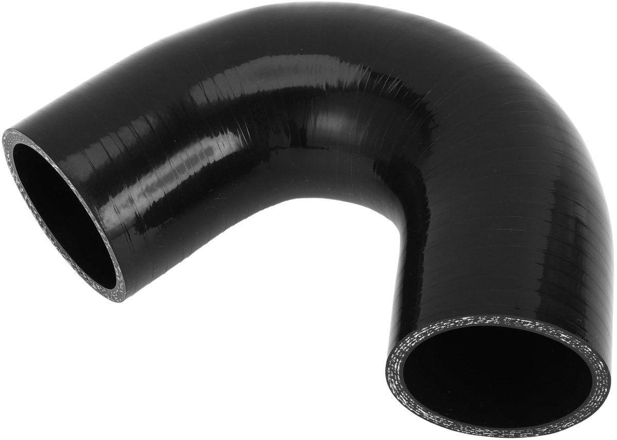 Dailygoods- Koelslang Silicone - Zwart - Binnendiameter 51mm - Lengte 90mm - 135 Graden - Meerlaags Geweven Doek - Siliconenslang