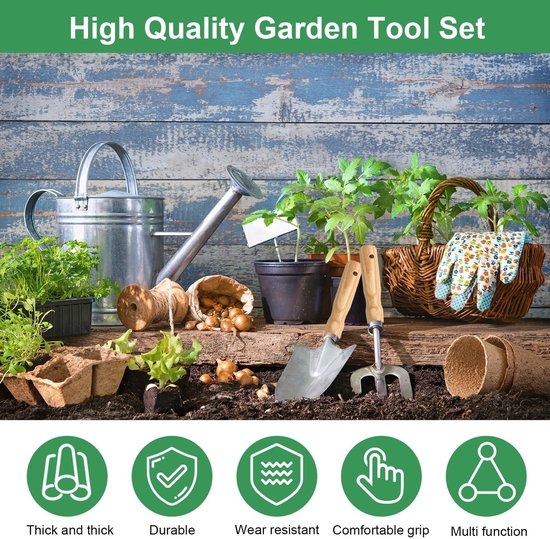 Dailygoods- Tuingereedschapset 5 Stuks - Roestvrij Stalen Tuinschop - Ergonomische Handgreep - Duurzaam Tuingereedschap - Handgereedschap - Ideaal voor Kleine Tuinen - Tuinschep van Dailygoods — afbeelding 4