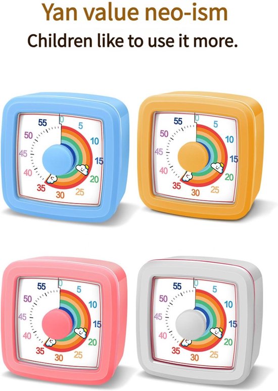 Visuele Timer - Kinderen Timer - Focus Training - Mechanisch Regenboog Design - 9.5 cm - Blauw — afbeelding 5