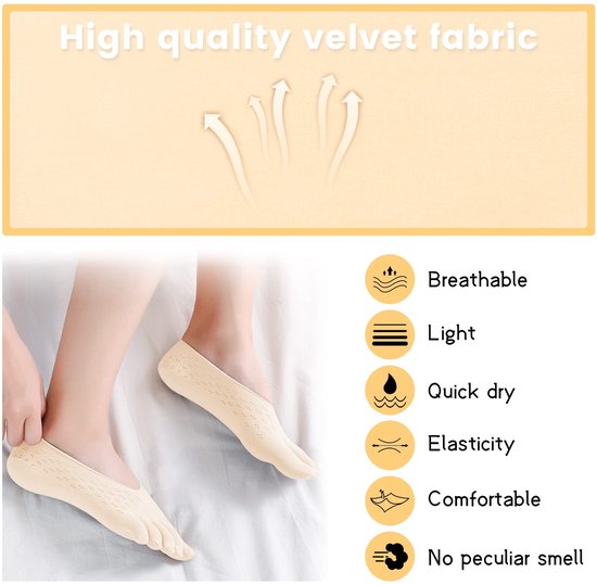 Dailygoods- Teensokken Ademend - 5 Paar Compressiekousen - Antislip - Orthopedische - Voor Pilates/Yoga - Materiaal Fluweel - Compressiesokken van Dailygoods — afbeelding 2