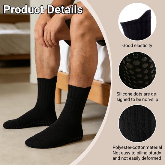 Dailygoods- Antislipsokken 3 Paar - Katoenen Yogasokken - Pilatessokken - ABS Antislip - Met Noppen - Maat 39-45 van Dailygoods — afbeelding 3