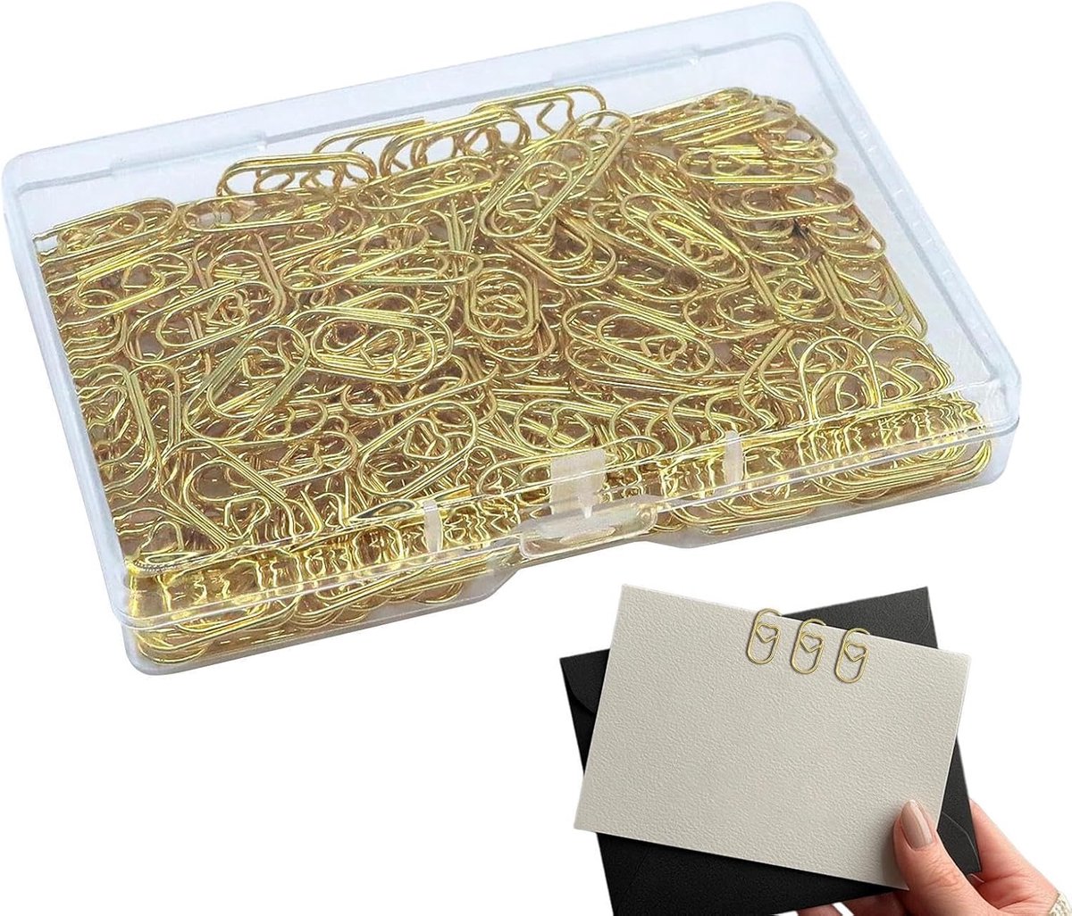 Hartvormige Paperclips - Gouden Mini Clips - Documenten Organiseren - Sierlijk Hart Design - 100 Stuks - Goud
