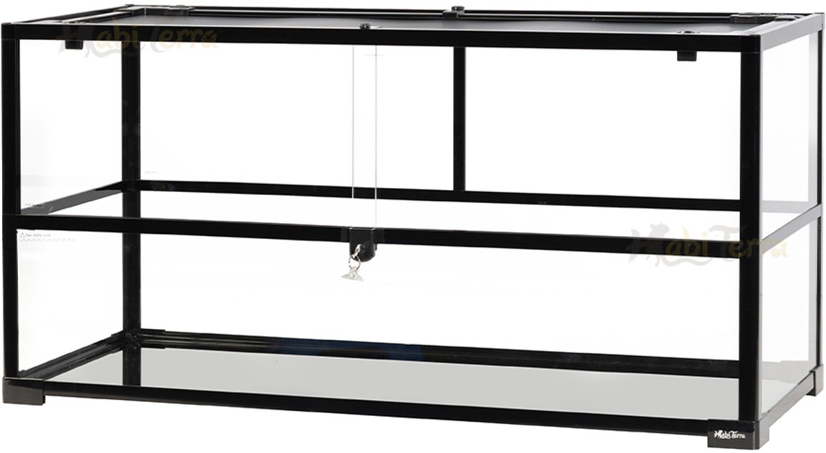 HabiTerra – Hamster Terrarium 100x40x50 cm – Knock Down Bouwpakket – Glazen Terrarium met Schuifruiten en Ventilerend Deksel – Geschikt voor Goudhamsters