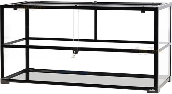 HabiTerra – Hamster Terrarium 100x40x50 cm – Knock Down Bouwpakket – Glazen Terrarium met Schuifruiten en Ventilerend Deksel – Geschikt voor Goudhamsters
