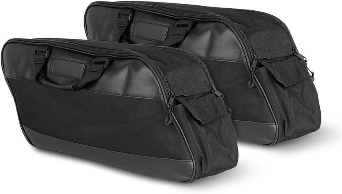 Motor Zadeltassen - Bagage Tassen - Motor Reisbagage - Felgekleurde Voering - 2 Stuks - Zwart