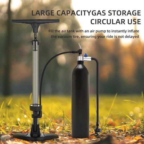 Tubeless Banden Air Tank - Fietspomp Compressor - Banden Snel Vullen - Hoge Capaciteit 200PSI - 1.2L Tank - Zilver — afbeelding 3