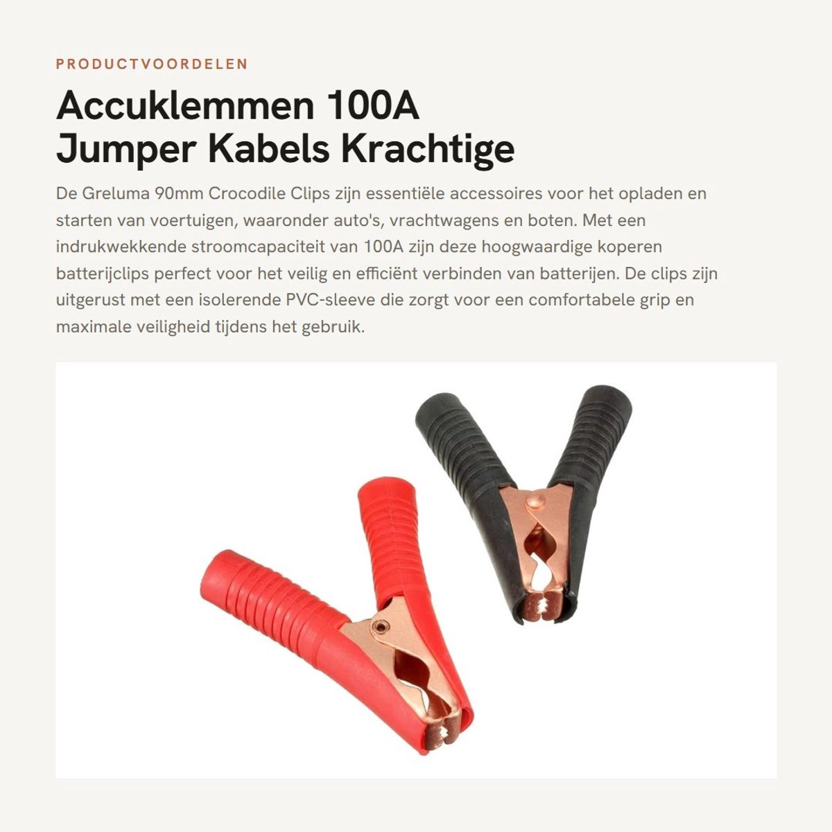 Dailygoods - Accuklemmen - 100A Jumper Kabels - Krachtige startkracht - Rood/Zwart - Geschikt voor auto - 90mm