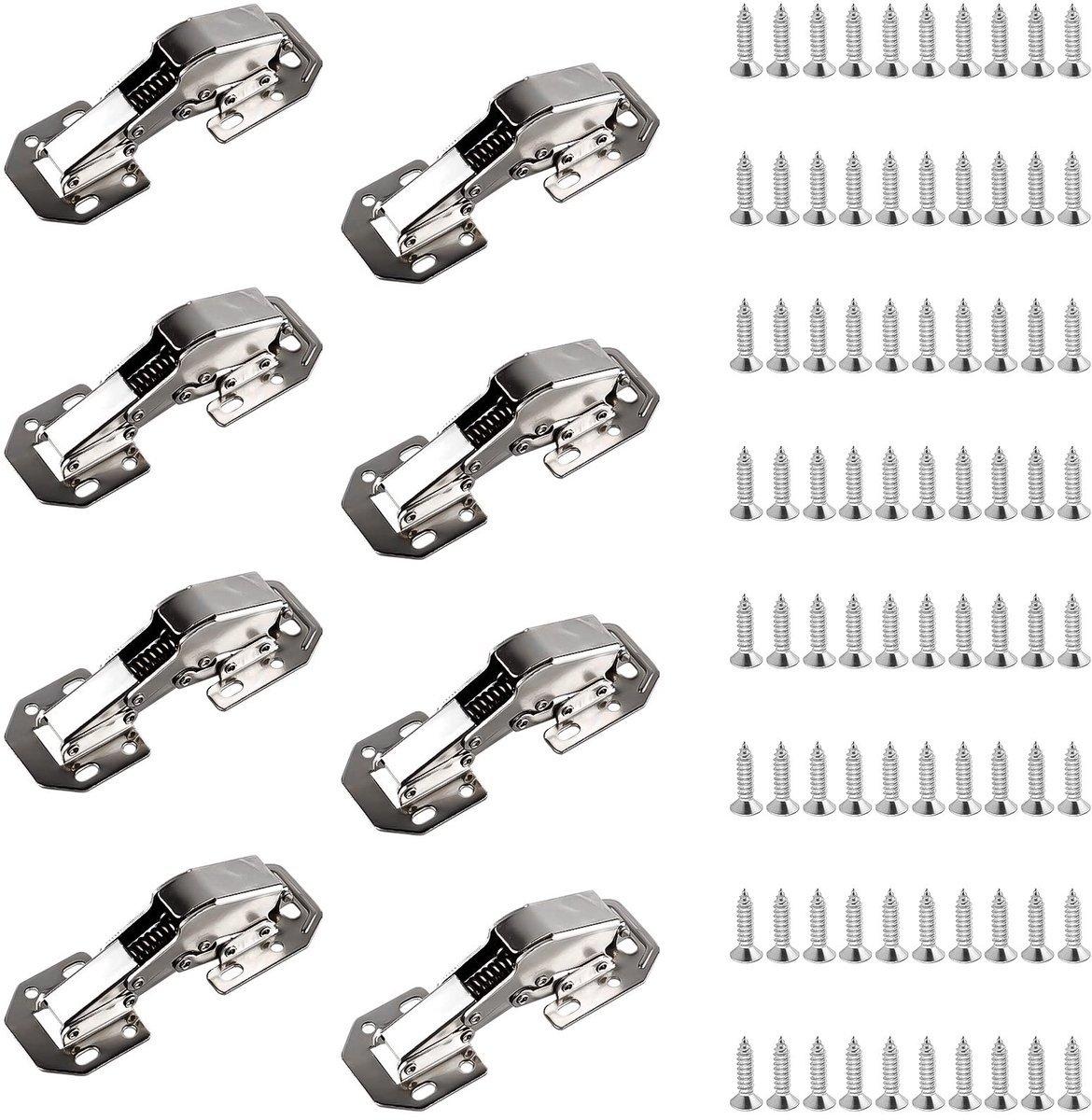 Dailygoods- Keukenkastscharnieren 90° - Hydraulisch Gedempte Scharnieren - Koudgewalst Staal - Vernikkeld - 113 × 43 mm - Sterke Montage - Deurscharnieren