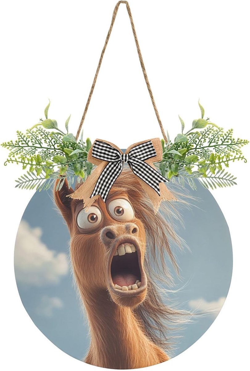Decoratief Deurbord - Wanddecoratie Huis - Huis Versieren - PVC Materiaal - 30 x 30 cm - Bruin Paard