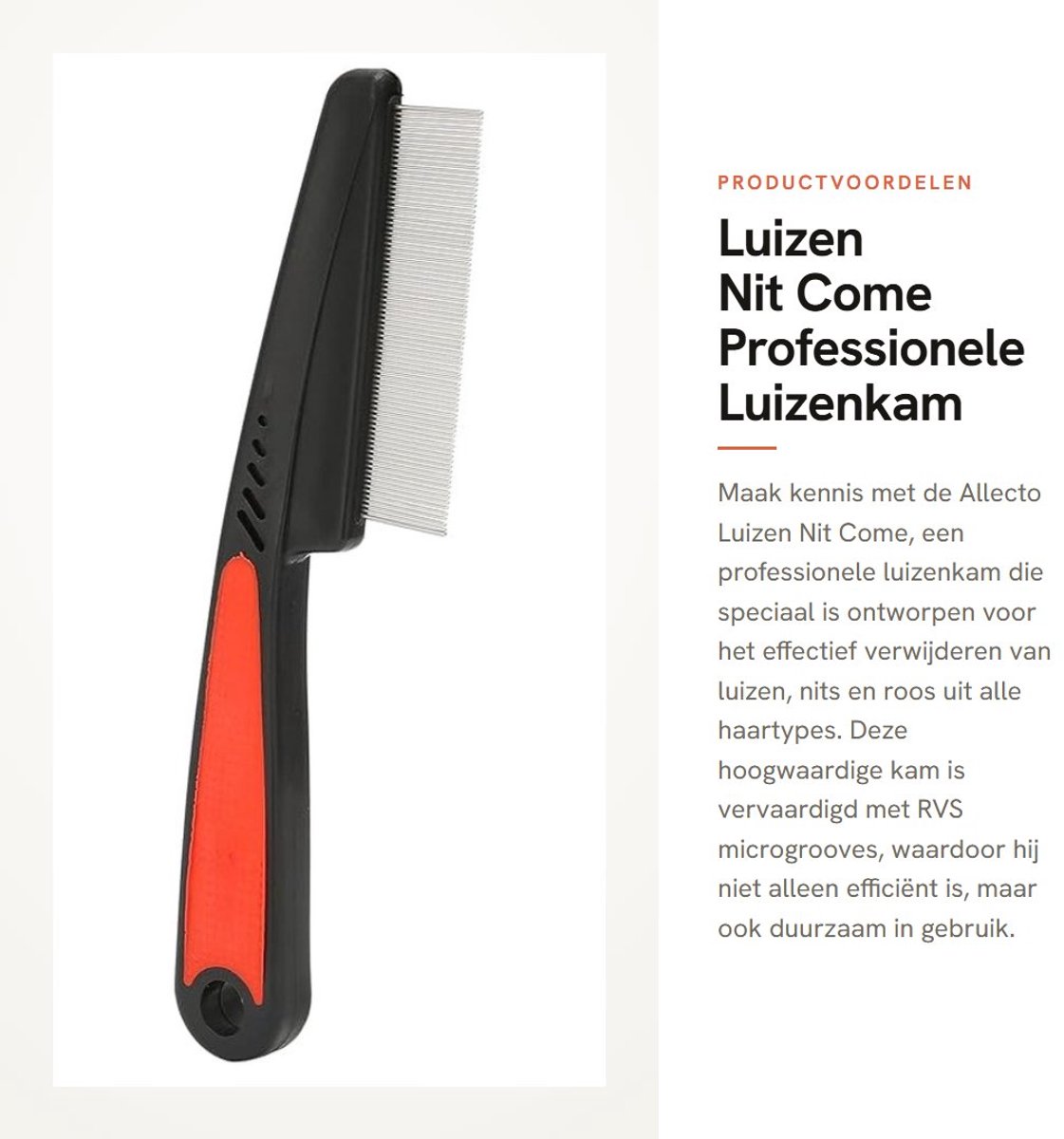Dailygoods- Luizenkam Professionele RVS Microgroeven - Luizen - Roos - Alle Haartypes - Antislip Handvat - Duurzaam - Haarverzorging