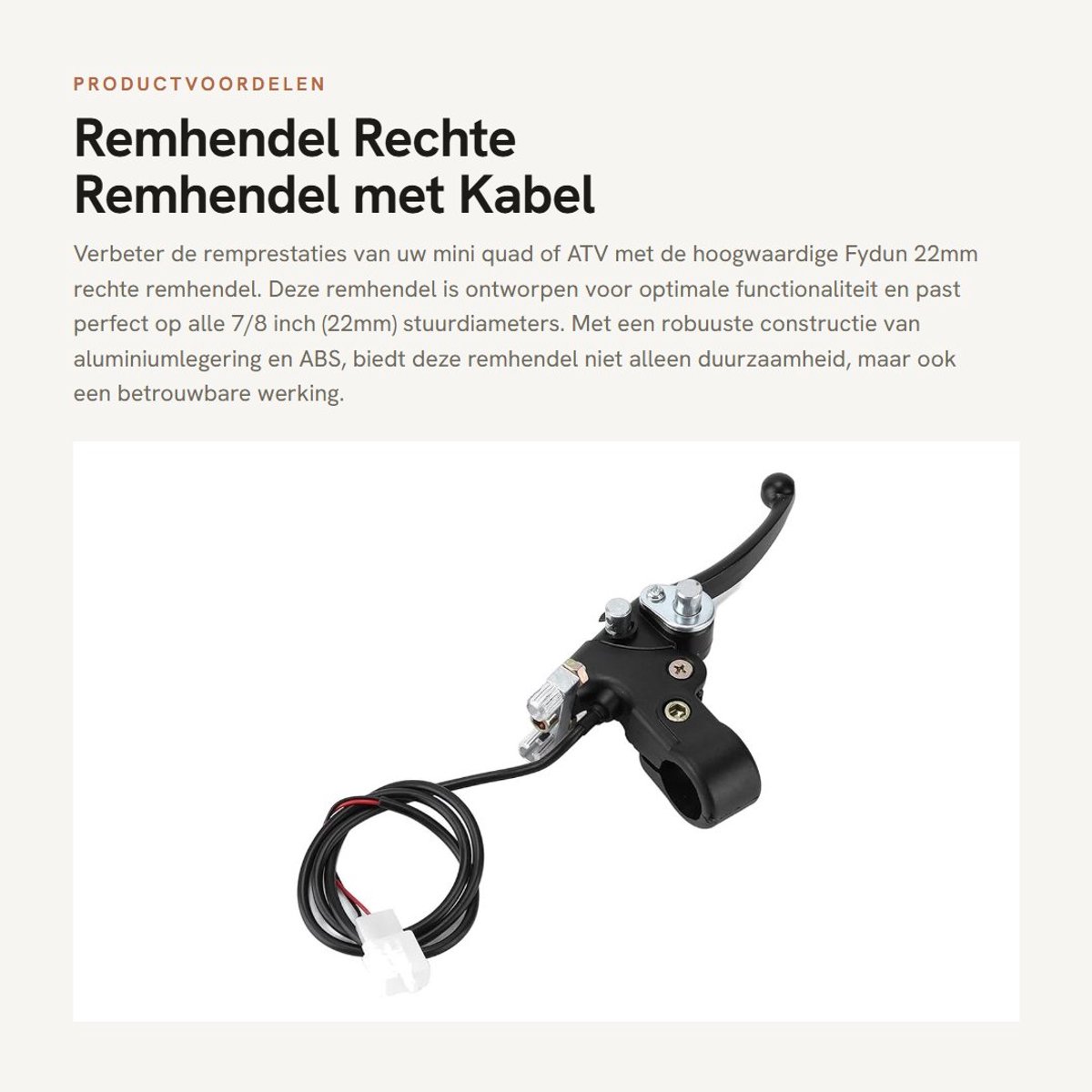 Dailygoods- Remhendel met Kabel - 22mm Universele Remhendel - Geschikt voor ATV's - Aluminium Legering - Voor DIY Fietsen - Installatie met 67cm Kabel - Remhendelset