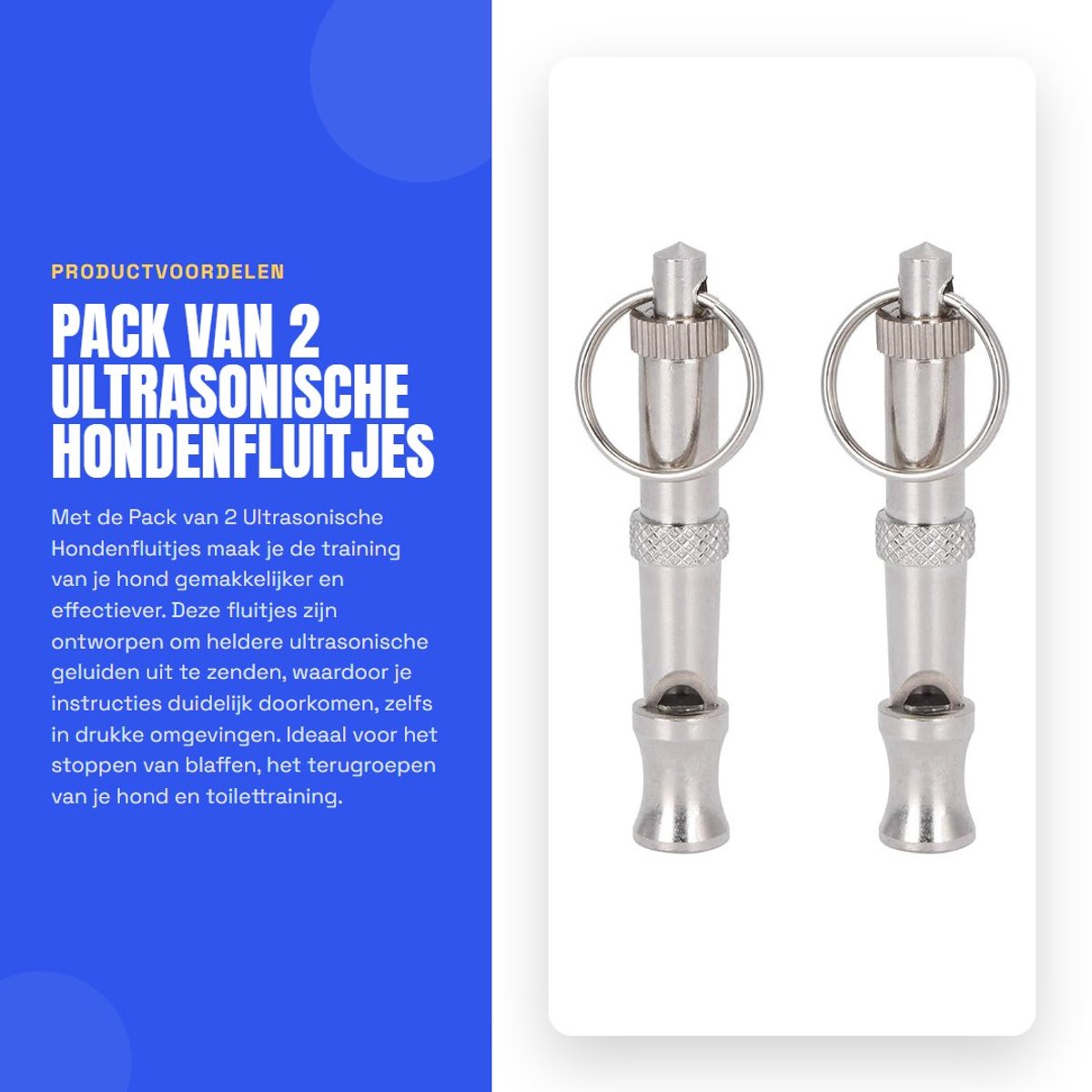Dailygoods- Hondensignaal Ultrasonisch - Hondenfluitje - Hondenfluitje Terugroep - Hondenfluitje Tegen Blaffen - Verstelbaar - Lichtgewicht 26 g - Hondenfluit