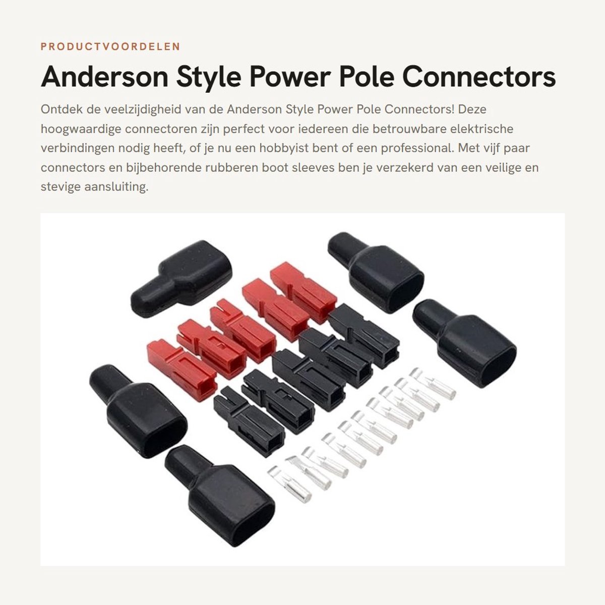 Dailygoods - Anderson Style Power Pole Connectors - 5 paar - Hoogwaardige kwaliteit - Rubber boot sleeves - Elektrische aansluitingen - Voor veilig ge...