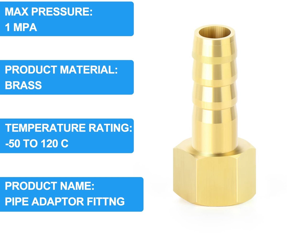 Dailygoods- Knelkoppelingen 10 Stuks - 3/8" BSP x 6 mm - Messing - Slangmondstukken - Slangklemmen - Corrosiebestendig - Slangconnector