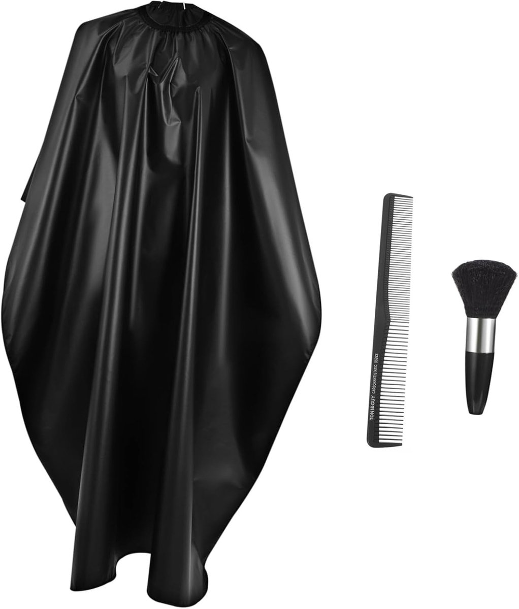 Kappersmantel Set - Salon Schort - Haar Knippen - Verstelbare Halslijn - 160 x 140 cm - Zwart