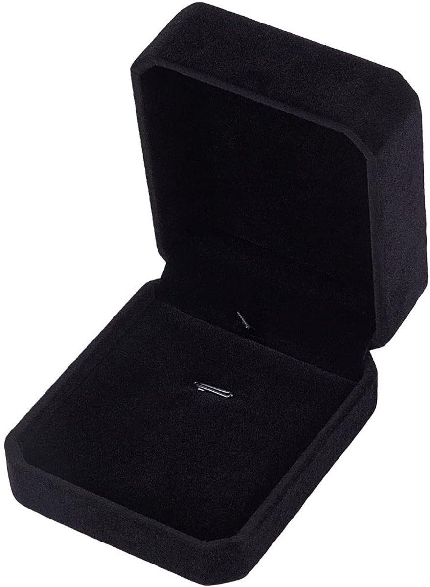 Dailygoods- Sieraden Doos - Zwart Fluwelen Doos - Achthoekige Houder - Kleine Organizer - Sieraden Opslag - Geschikt voor Oorbellen/Ringen - Sieradendoosje