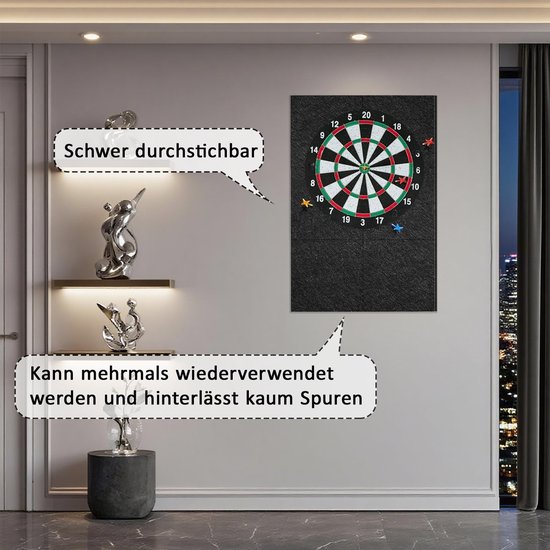 Dailygoods- Dartbord Muurbescherming Vilt - Zelfklevende Rand - Kurk Omranding - Geluidsreductie - 30 x 30 x 1,2 cm - Geelachtig Bruin - Dartbordrand van Dailygoods — afbeelding 5