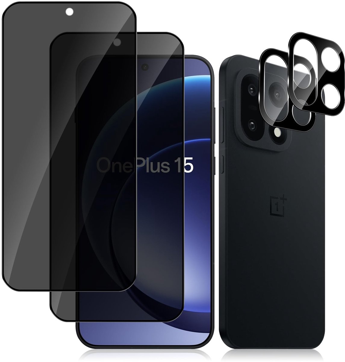 Dailygoods - HeeYea Privacyschermbeschermer voor OnePlus 15 5G met cameralens Protecto 2 stuks, [Anti-kras] [9H hardheid] Anti-Spy Bescherming Gehard Glas Film voor OnePlus 15 5G