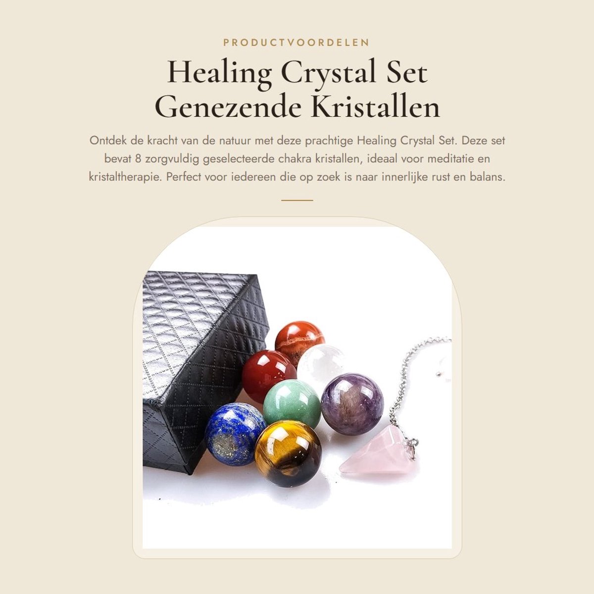 Dailygoods- Chakra Kristallen Set - 8 Stuks - Geschenkdoos - Kristal Therapie - Meditatie - Healing Crystal Ketting - Healing Crystals
