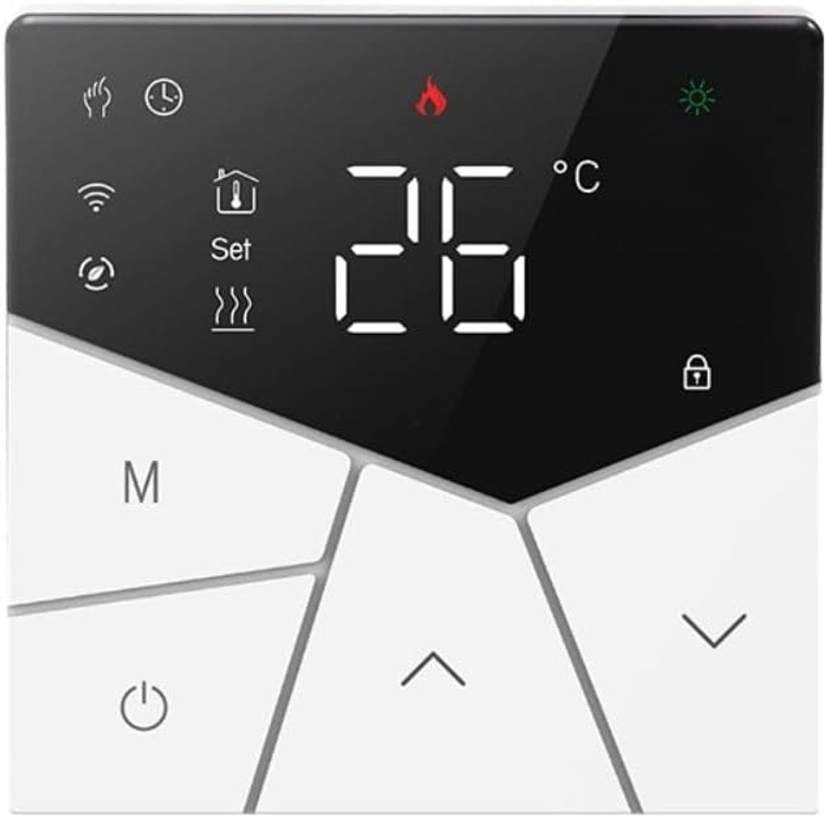 Slimme Thermostaat - Water vloerverwarming - Comfort Verwarmen - App Bediening - 86 x 86 mm - Wit
