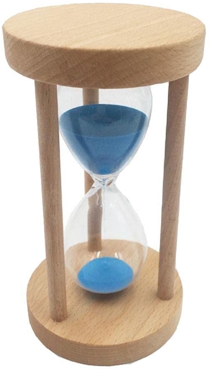Dailygoods - Houten Zandloper met Blauw Zand voor 15 Minuten