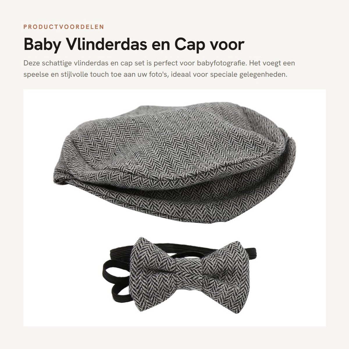 Dailygoods- Baby Cap Vlinderdas - Baby Fotografie Props - Modieuze Hoed - Zacht en Ademend - Geschikt voor Speciale Gelegenheden - Perfecte Aanvulling - Babyhoed