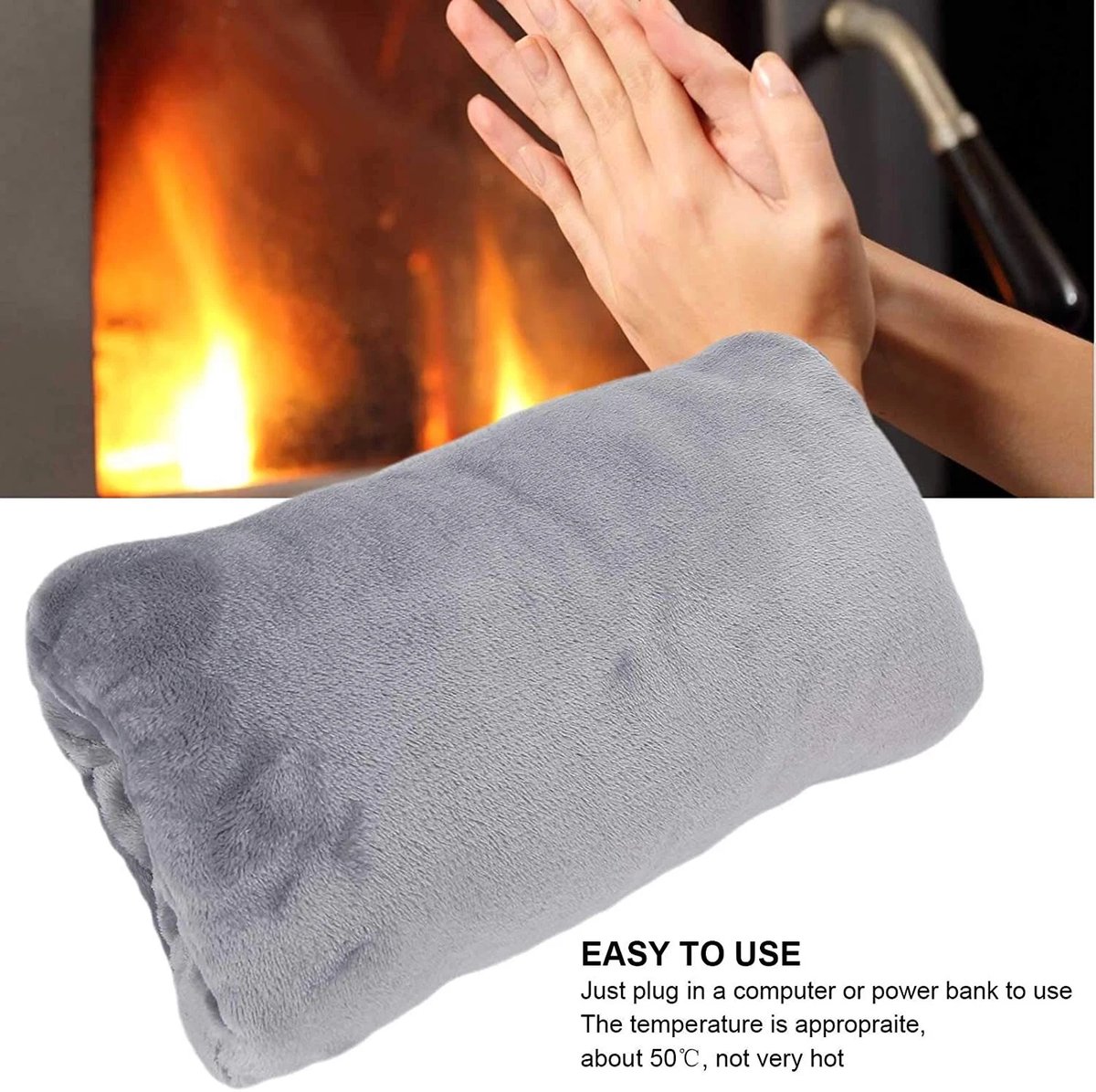 KZQ USB handwarmer zakje verwarmde handschoenen - Draagbaar oplaadbaar met zachte voering - Voor binnen en buiten wandelen kamperen en winter - Grijs — cadeau in Gadgets - foto 3