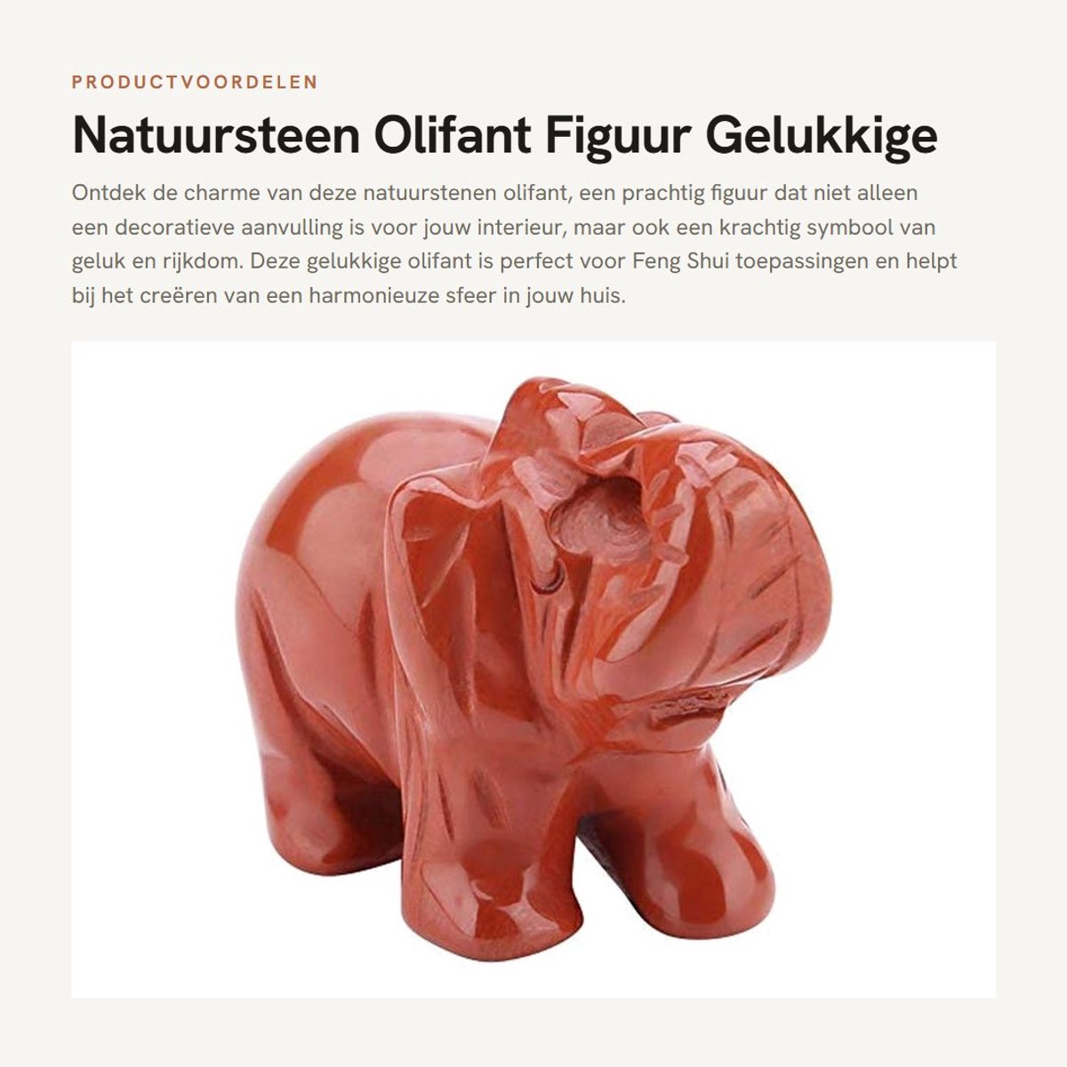 Dailygoods- Olifant Figuur Gelukkige Olifant - Natuursteen Beeldje - Feng Shui Decoratie - Geluk en Rijkdom - 3,8 cm - Cadeau voor Geluk