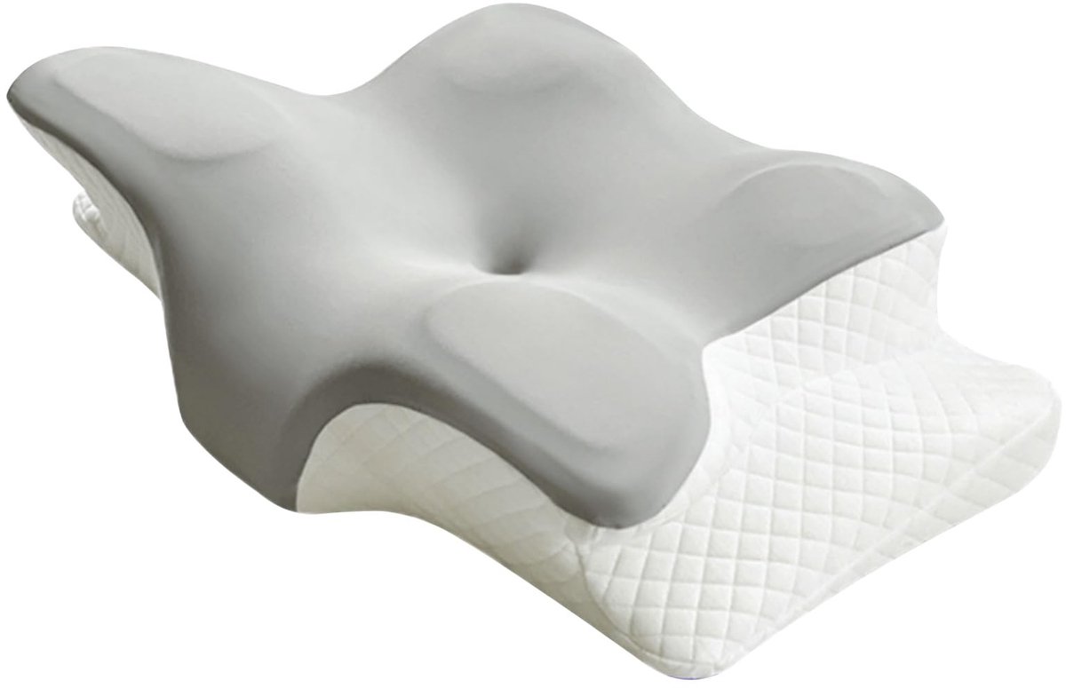 Dailygoods- Nekkussen ergonomisch ontwerp - Traagschuim - Hoofdkussen nekpijn - Slaapgeheugen kussen - 62x41x10 cm - Polyesterweefsel