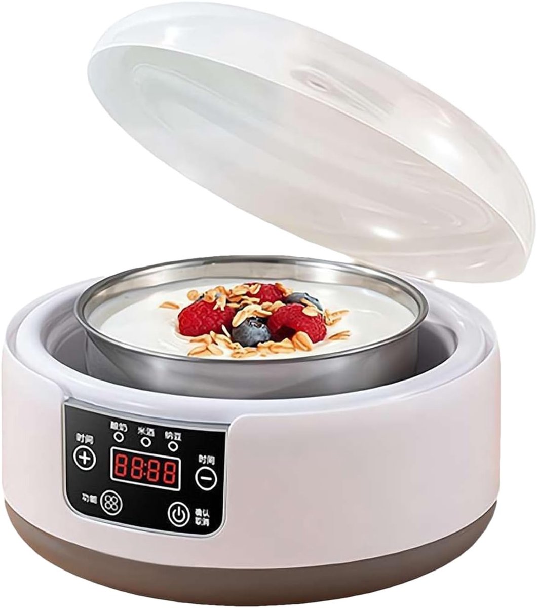 Yoghurt Maker - Yoghurt Apparaat - Gezonde Yoghurt Maken - Instelbare Tijd Temperatuur - 21.6 x 21.6 x 15.5 cm