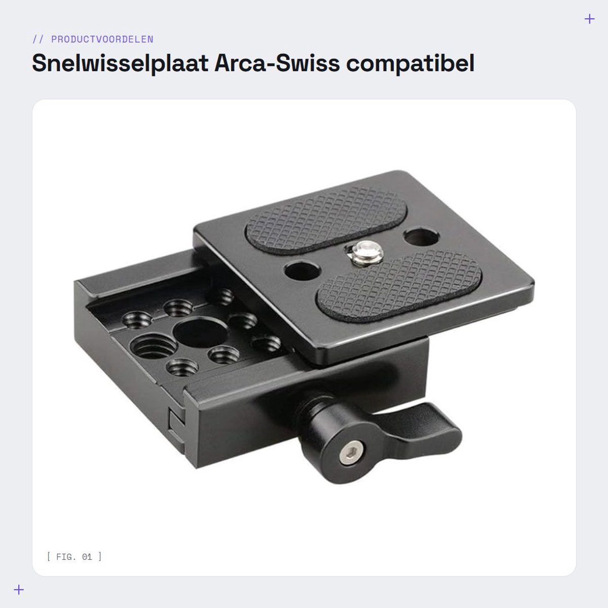Dailygoods- Snelwisselplaat Arca-Swiss - QR-klemhouder - Aluminiumlegering - 140 g - 1/4" en 3/8" schroefdraadgat - Snelsluitstructuur - Statiefplaat