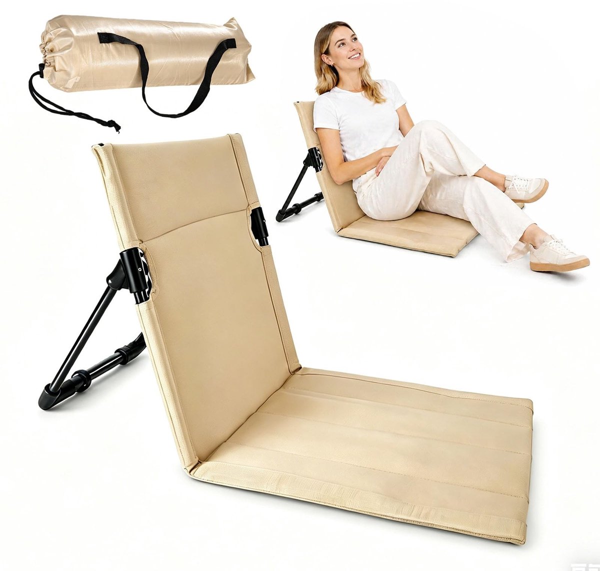 Dailygoods- Strandstoel Ergonomisch - Inklapbare Strandstoel - Draagbare Ligstoel - Opvouwbare Campingstoel - Strandmat met Rugleuning - Ondersteunt Rug optimaal