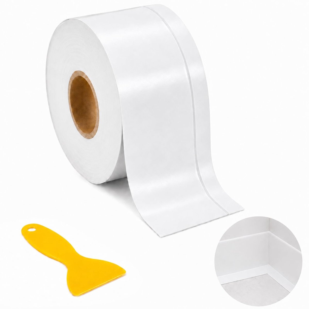 Dailygoods- Zachte Plint - Zelfklevend - PVC - Flexibel L-profiel - Afdichtingstape - 70 mm x 20 mm - Ideaal voor Keuken/Badkamer