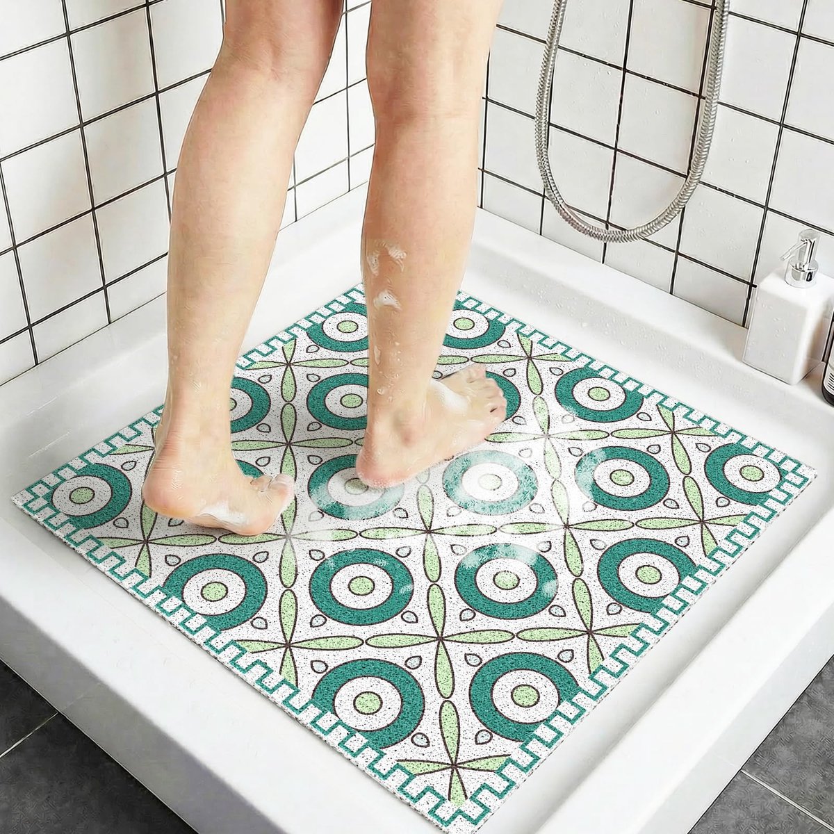 Dailygoods- Douchemat 60 x 60 cm - Antislip - Badmat voor douche/bad - Sneldrogend - Veilig voor kinderen - PVC Luffa