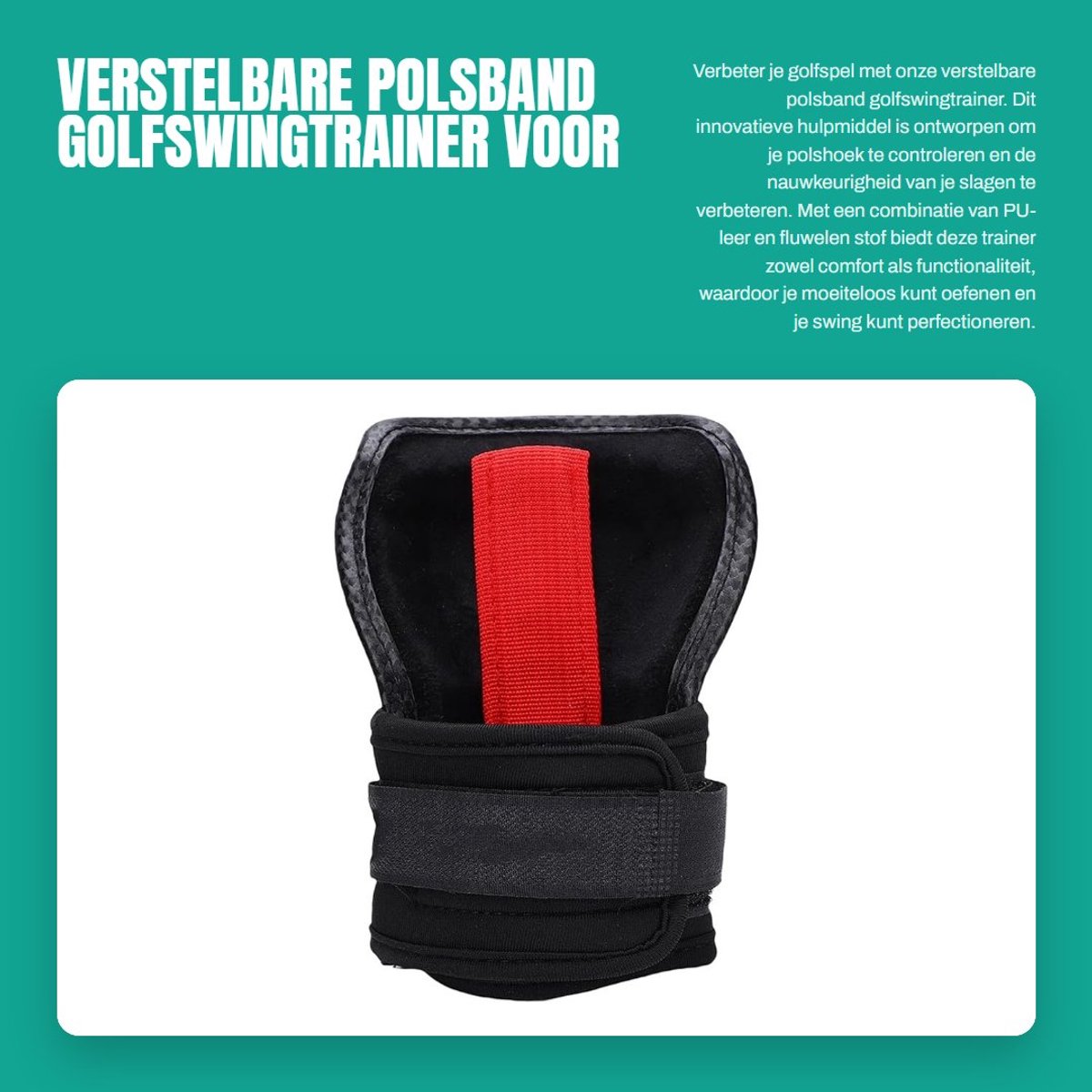 Dailygoods- Polsband Verstelbaar - Golfswing Trainer - Verbetering Nauwkeurigheid - Controle Polshoek - Versterking Spieren - PU-leer + Fluwelen Stof - Golftrainer