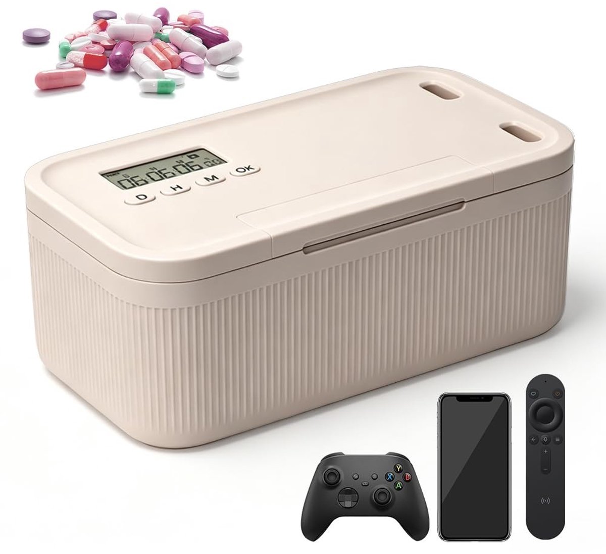 Dailygoods - Tijdslot-box met 2 werkmodi, mobiele telefoon safe timed lock boxes, mobiele telefoon gevangenis, draagbaar tijdslot box telefoon verslavingsmanagement, 23,9 x 13,1 x 9,6 cm (wit)